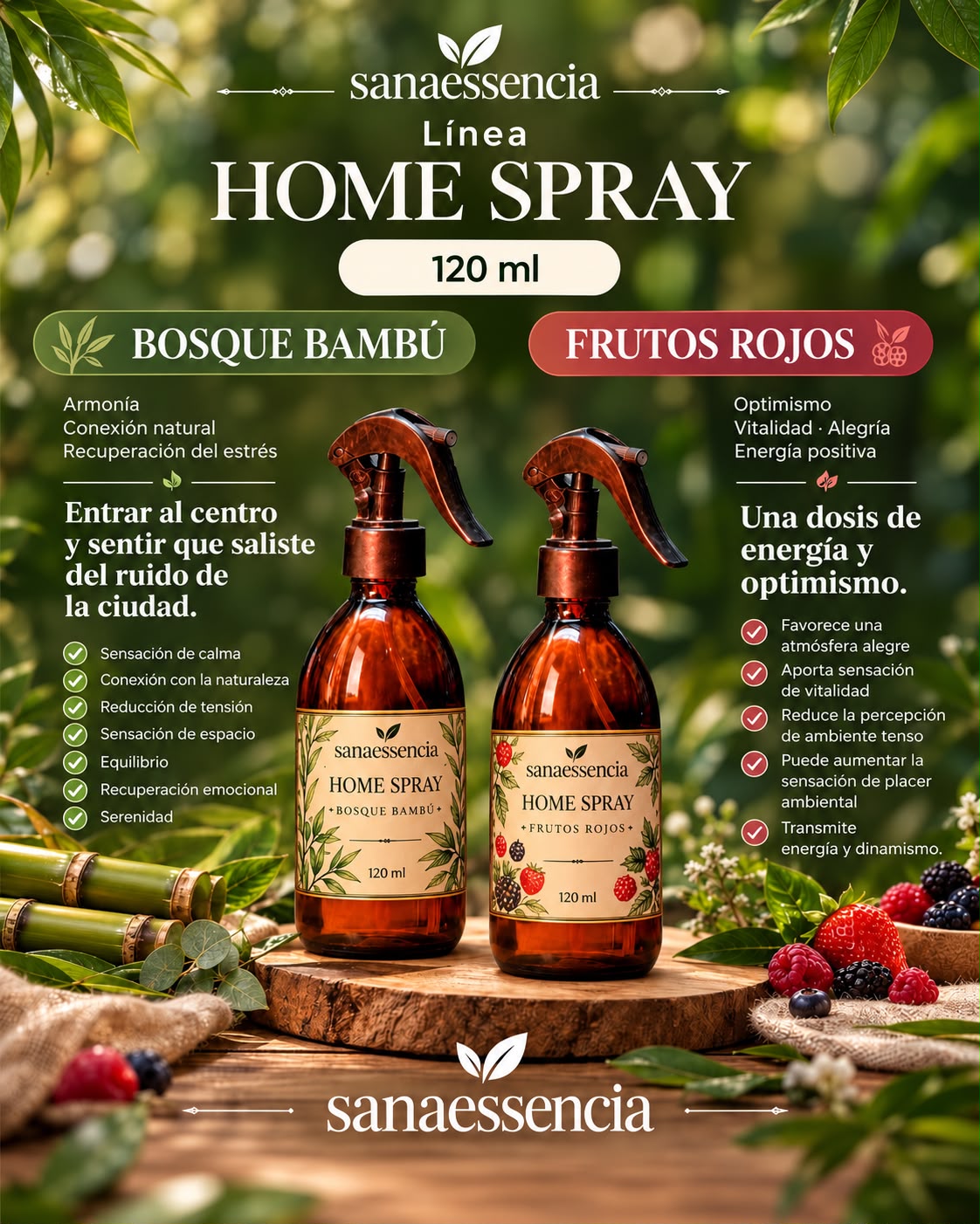 Home Spray Bosque Bambú y Frutos Rojos de 120 ml